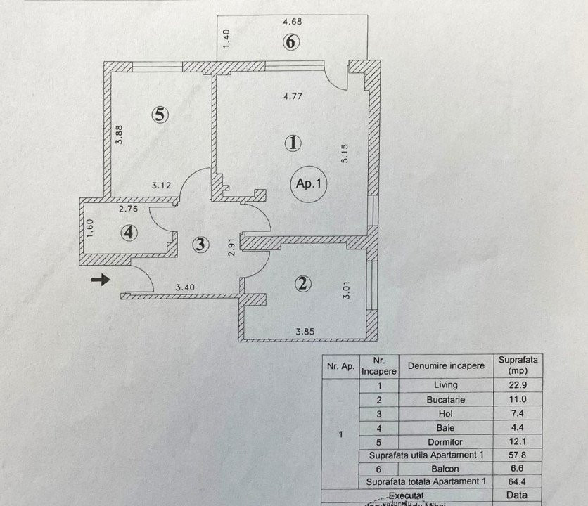 Apartament 2 cam 57 mp + gradina 60 mp Bragadiru