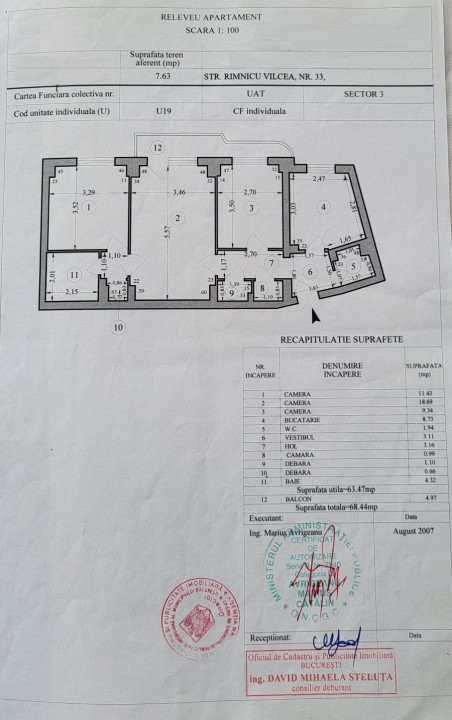 Apartament cu 3 camere, 2 bai an 1985 Dristor, Ramnicu Valcea nr. 33