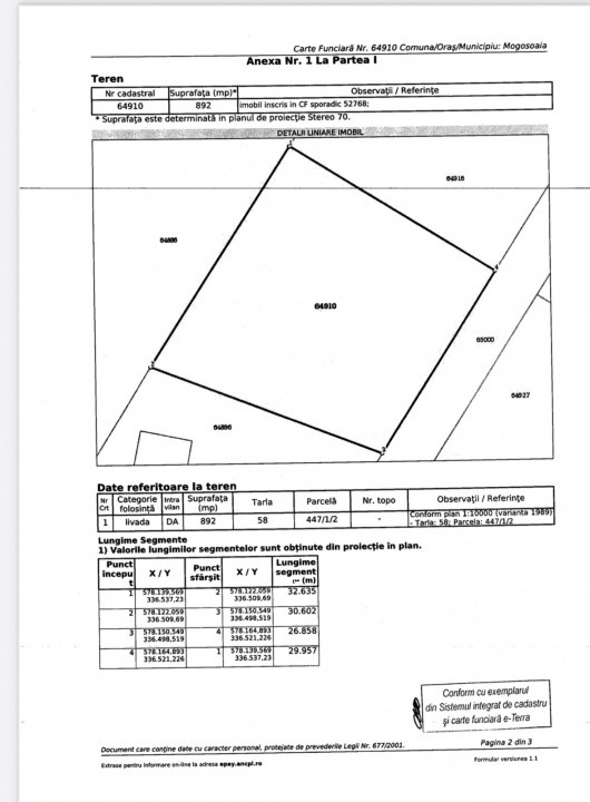 Teren 892 MP SITUAT IN MOGOSOAIA ILFOV