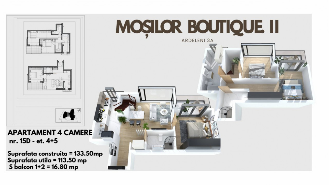 Dacia-Mosilor duplex cu vedere Sud