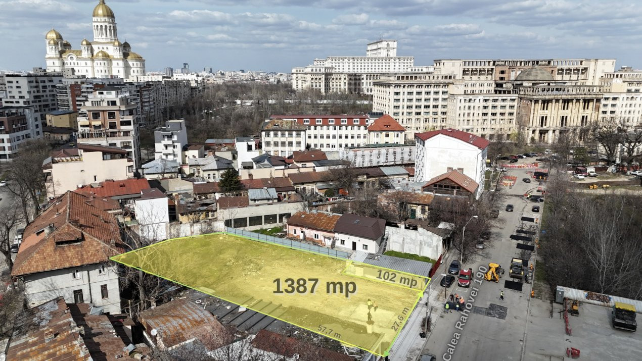 Teren 1387 mp cu front 27 ml, liber de construcții, zona Uranus - Piața de Flori