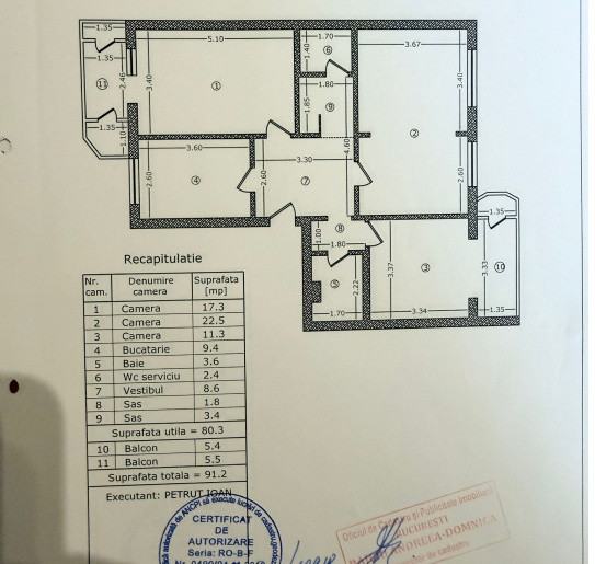 Apartament spatios cu 3 camere, 92 mp, 2 bai și metrou la 5 minute 