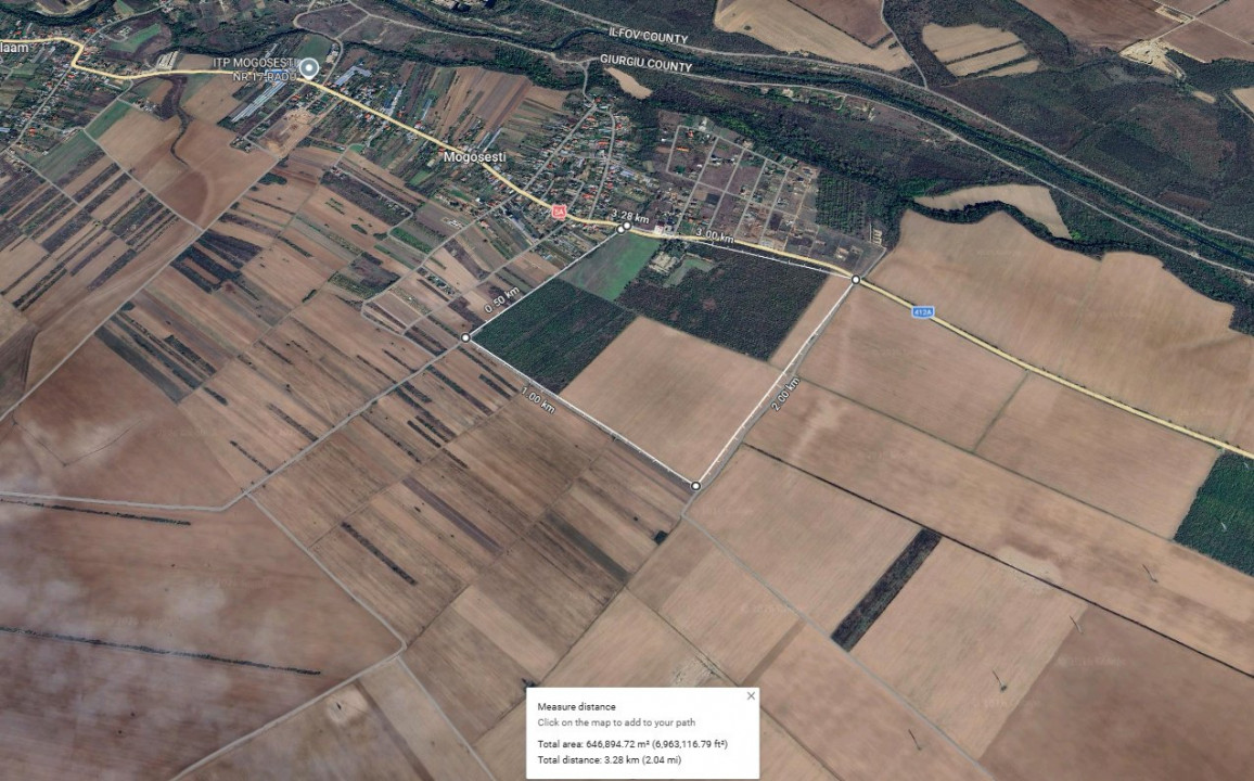 Teren intravilan 67 ha (670.000 mp) Adunatii-Copaceni