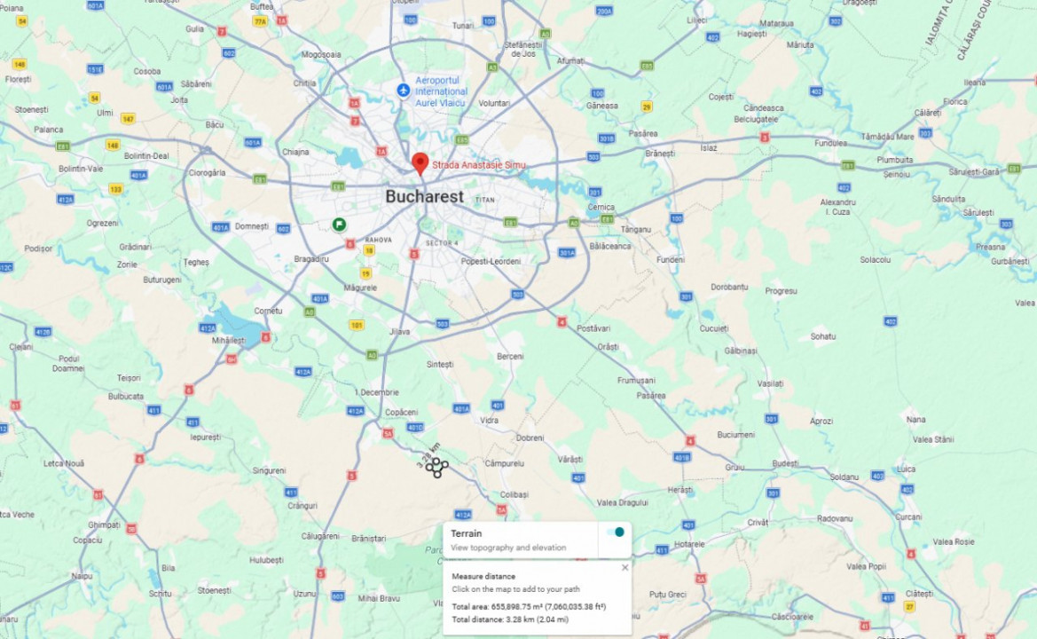 Teren intravilan 67 ha (670.000 mp) Adunatii-Copaceni