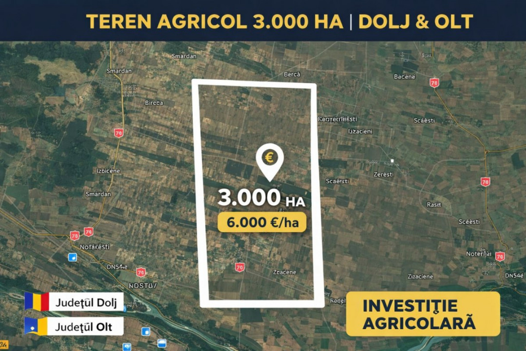 PORTOFOLIU AGRICOL PREMIUM 3.000 HA SUDUL ROMÂNIEI OPORTUNITATE INVESTIȚIONALĂ