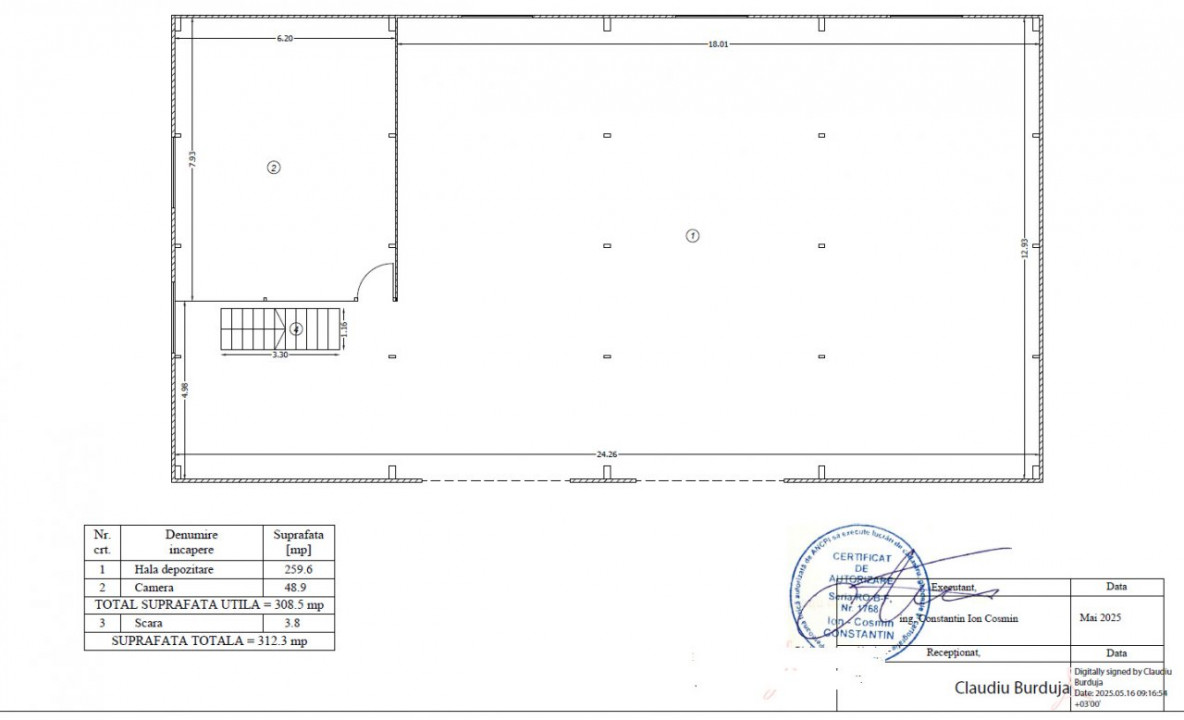 Vanzare Hala Industriala 619mp - teren 985mp - zona Manastire